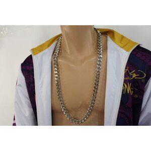 Men Women Necklace Silver Metal Classic Chain Links Long Fashion Heavy Hip Hop